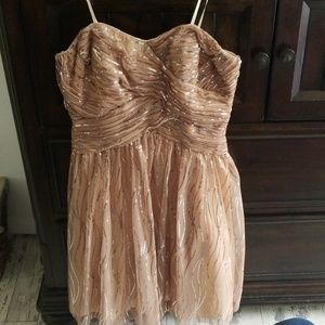 Beige gold cocktail dress